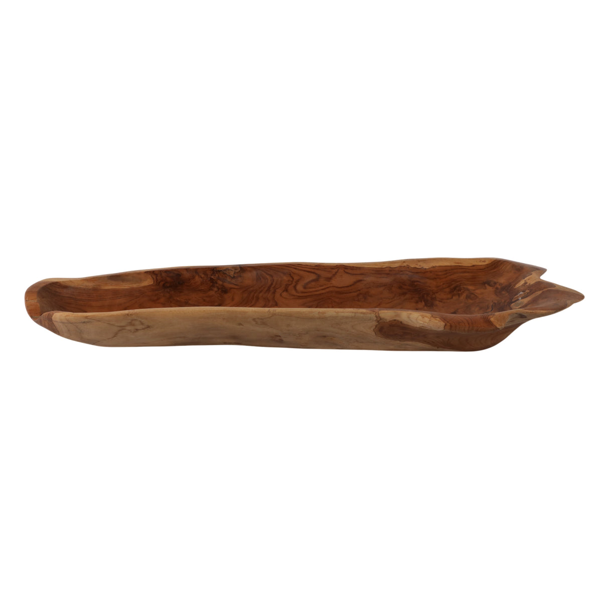 39" Teak Wood Long Bowl, Natural