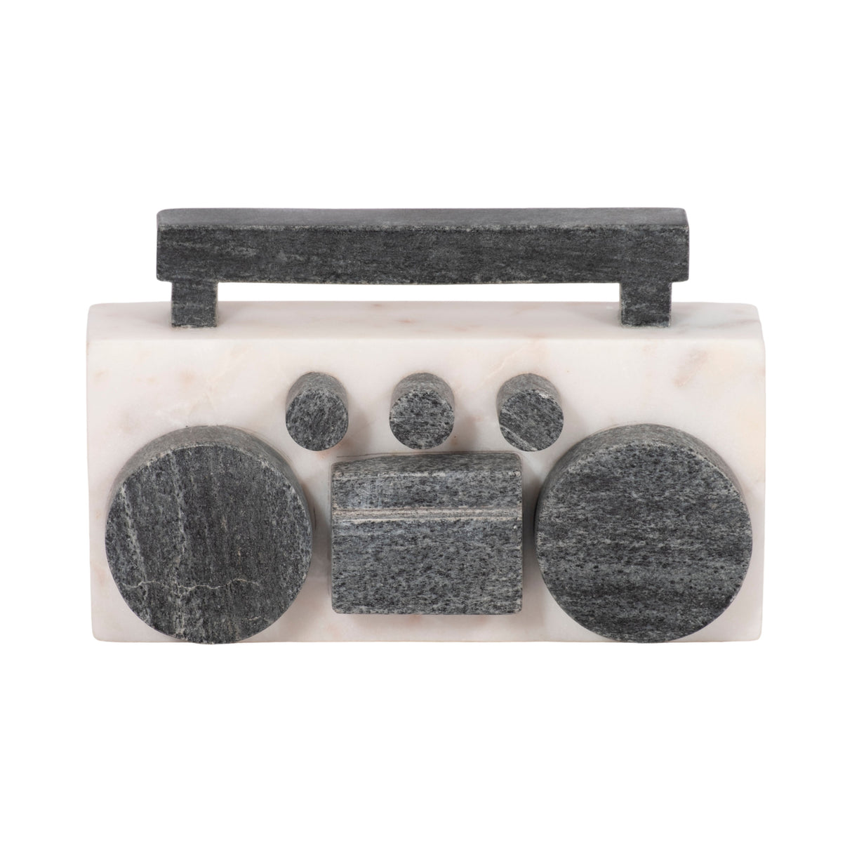 8" Marble Boombox, White/black