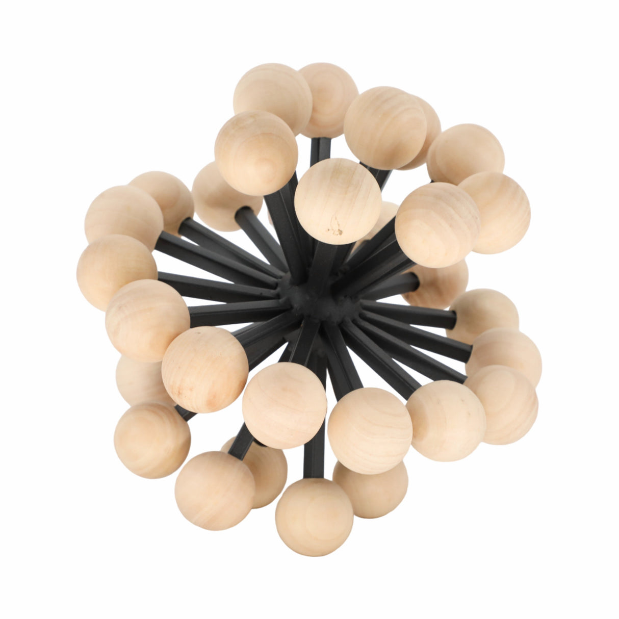 10" Orb With Wooden Knobs, Black/natural