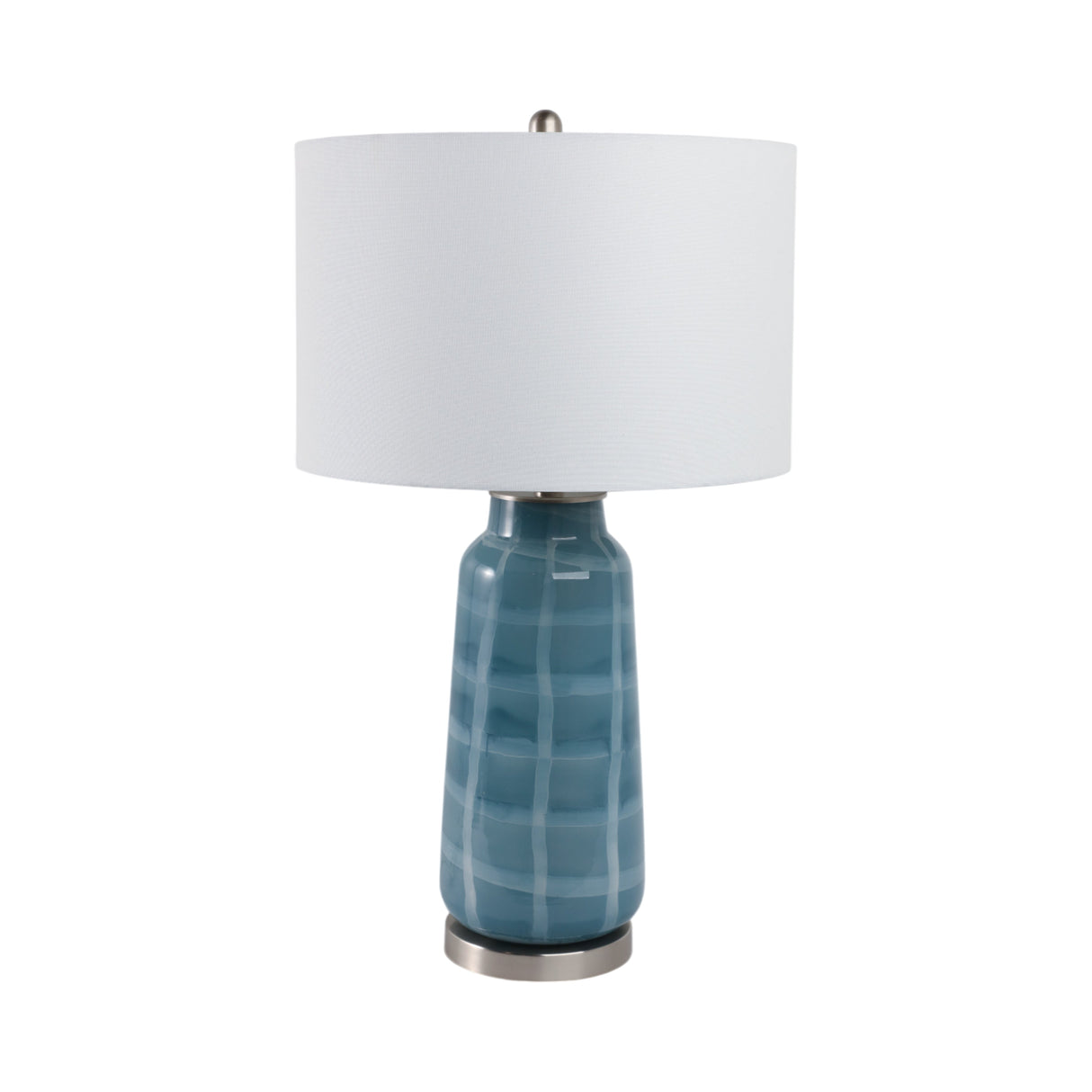 29x17" Checkered Glass Table Lamp, Blue
