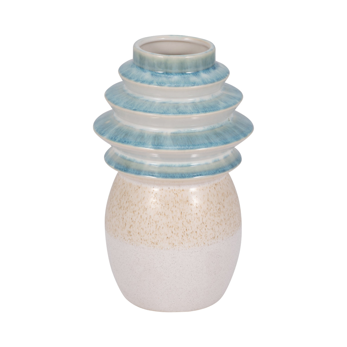 9" Fluted Top Vase Reactive Finish, Multi