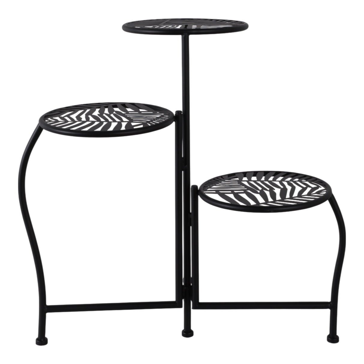 22" Folding 3-tier Leaves Plant Stand, Black
