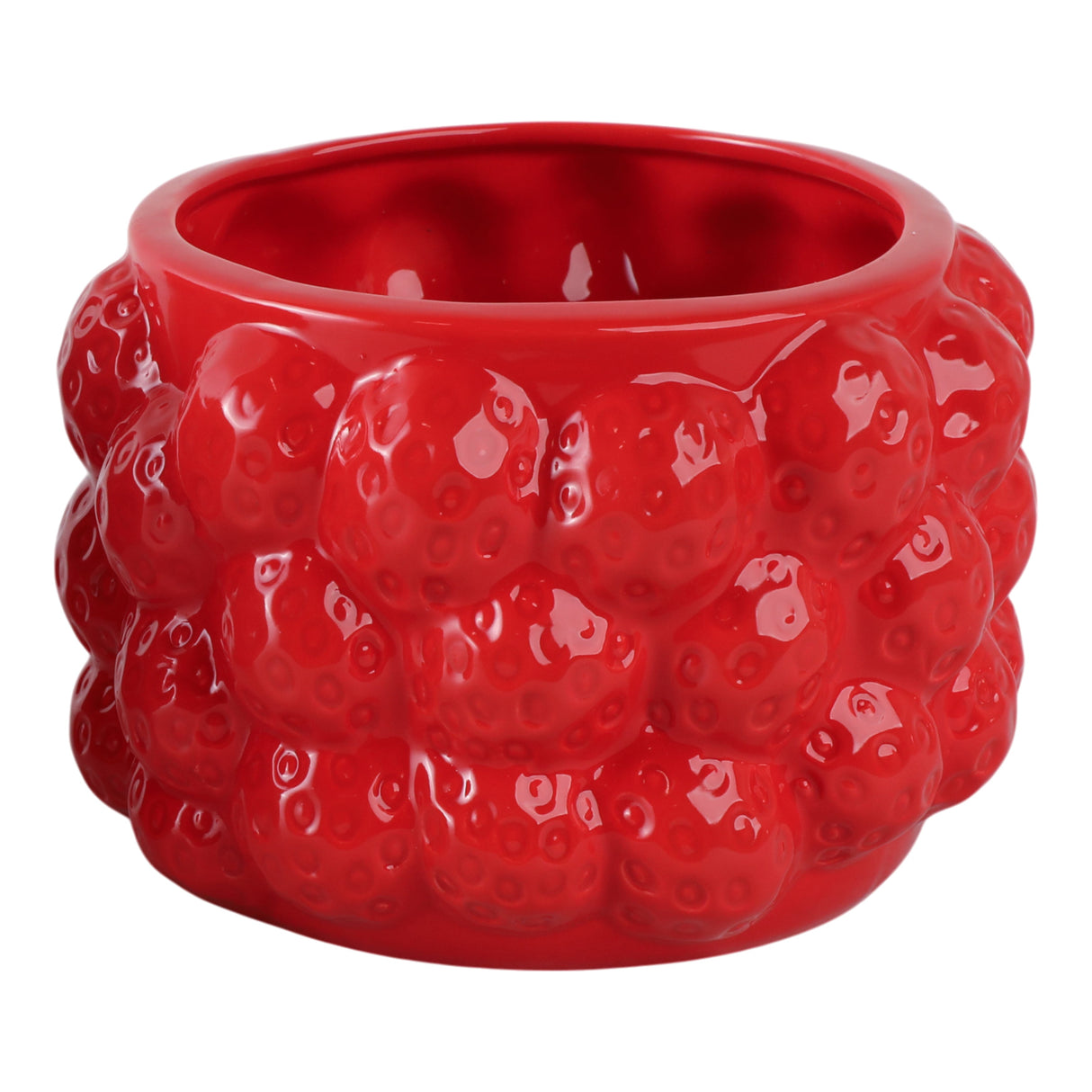 7" Strawberries Flower Pot, Red