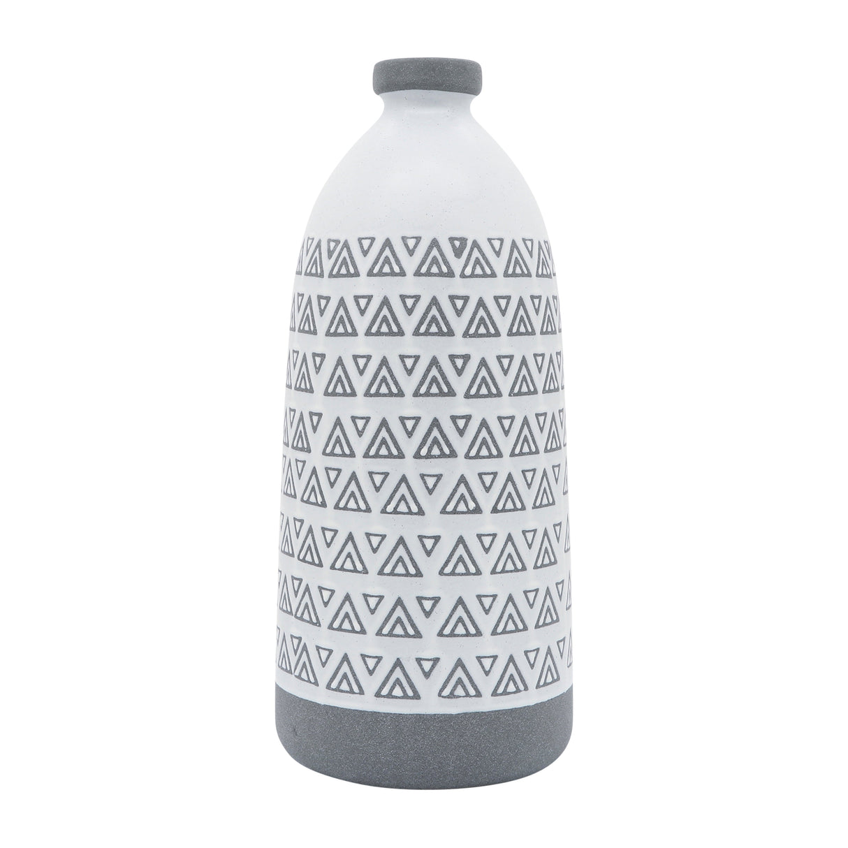 CER, 18"H AZTEC VASE, GRAY