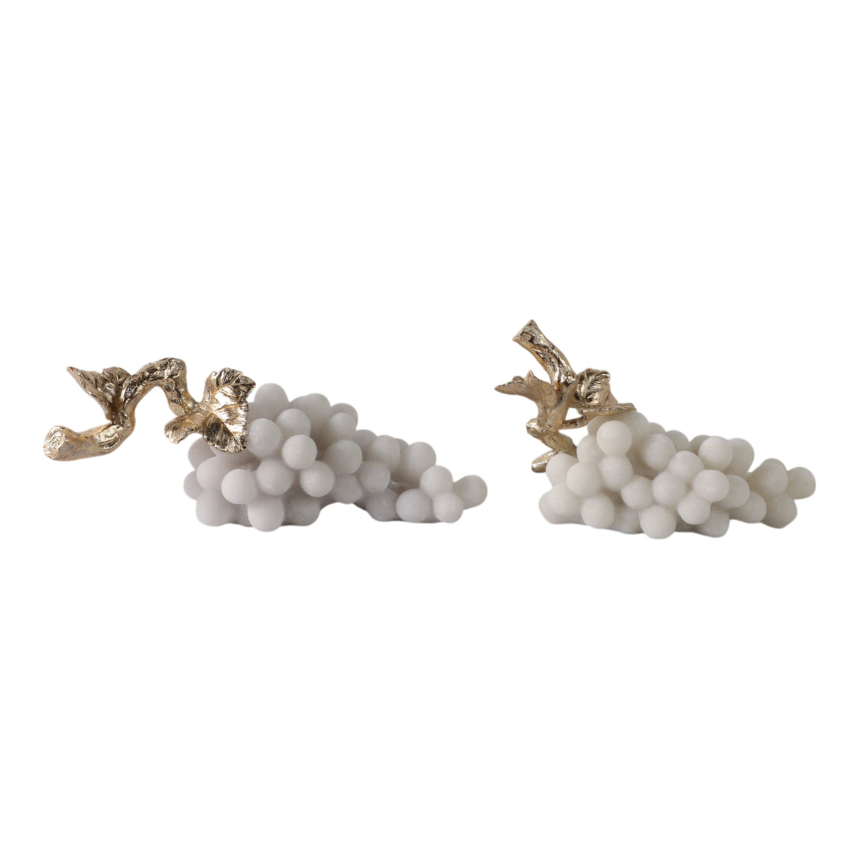 S/2 11/14" Piney Quartz Resin Grapes, White/gold
