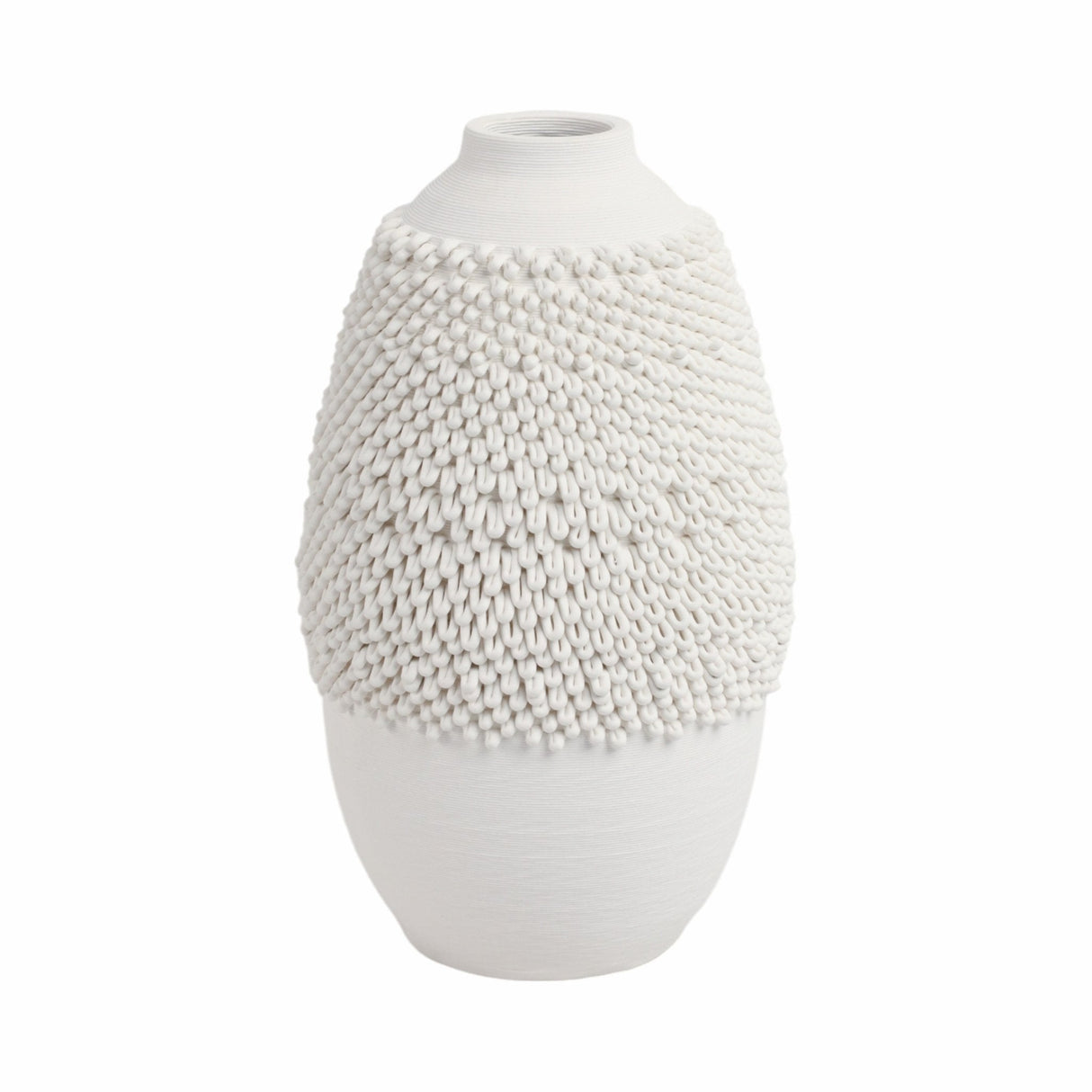 10" Arroyo Small 3d Printed Porcelain Vase, Ivory