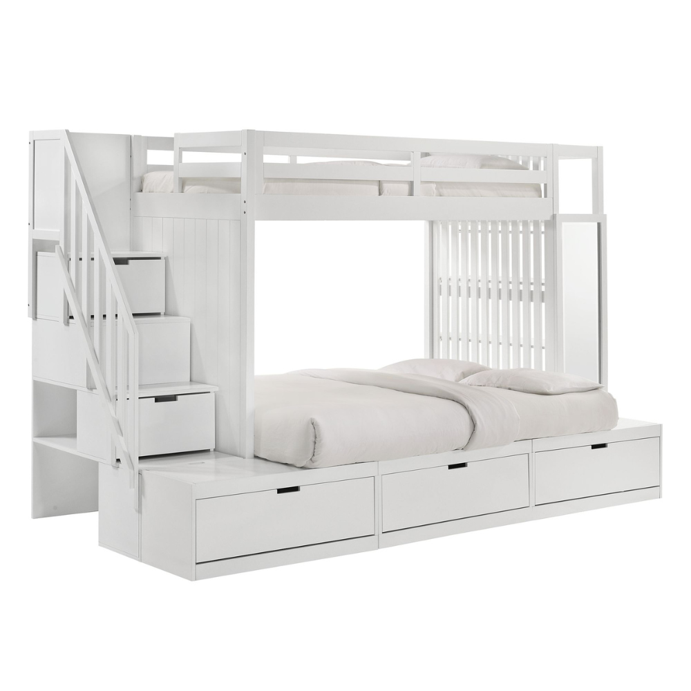 Brian Twin Over Full Bunk Bed W/Three Storage Drawers In White