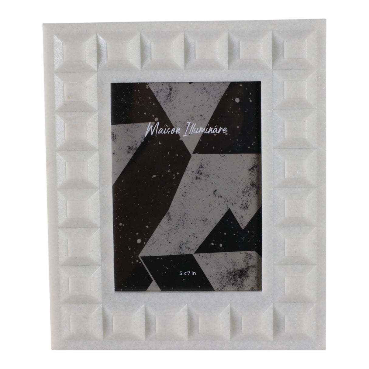 5x7" Block Border Quartz Resin Photo Frame, White