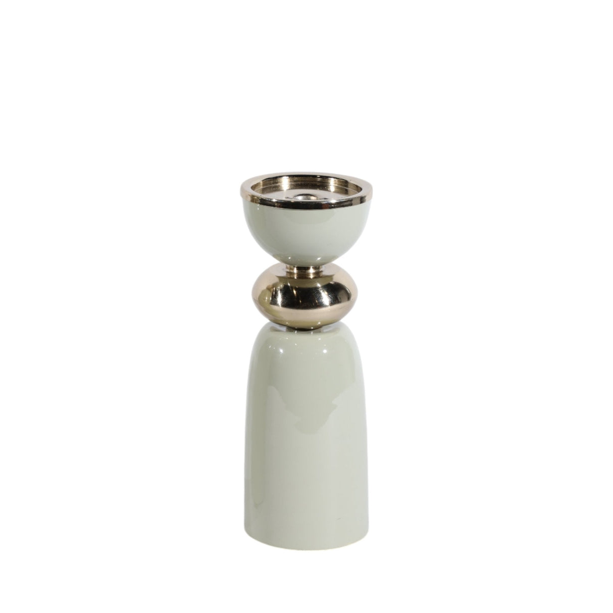 10x4" Curvy Taper & Pillar Holder, Sage/gold