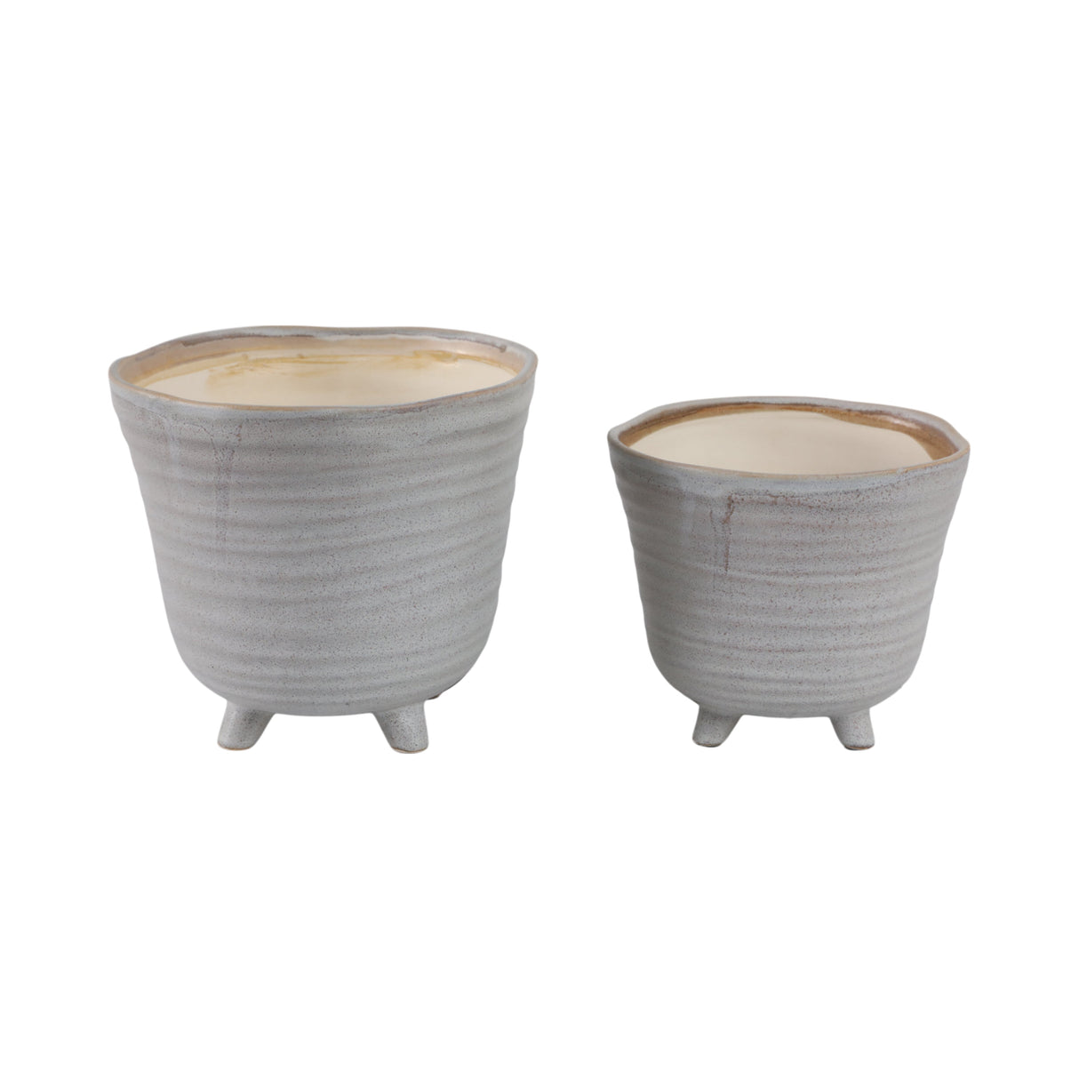 S/2 6/7" Organic Footed Planters, Ivory