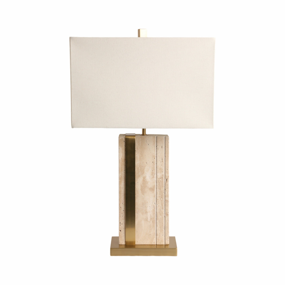 26" Hallberg Travertine Table Lamp, Gold/ivory