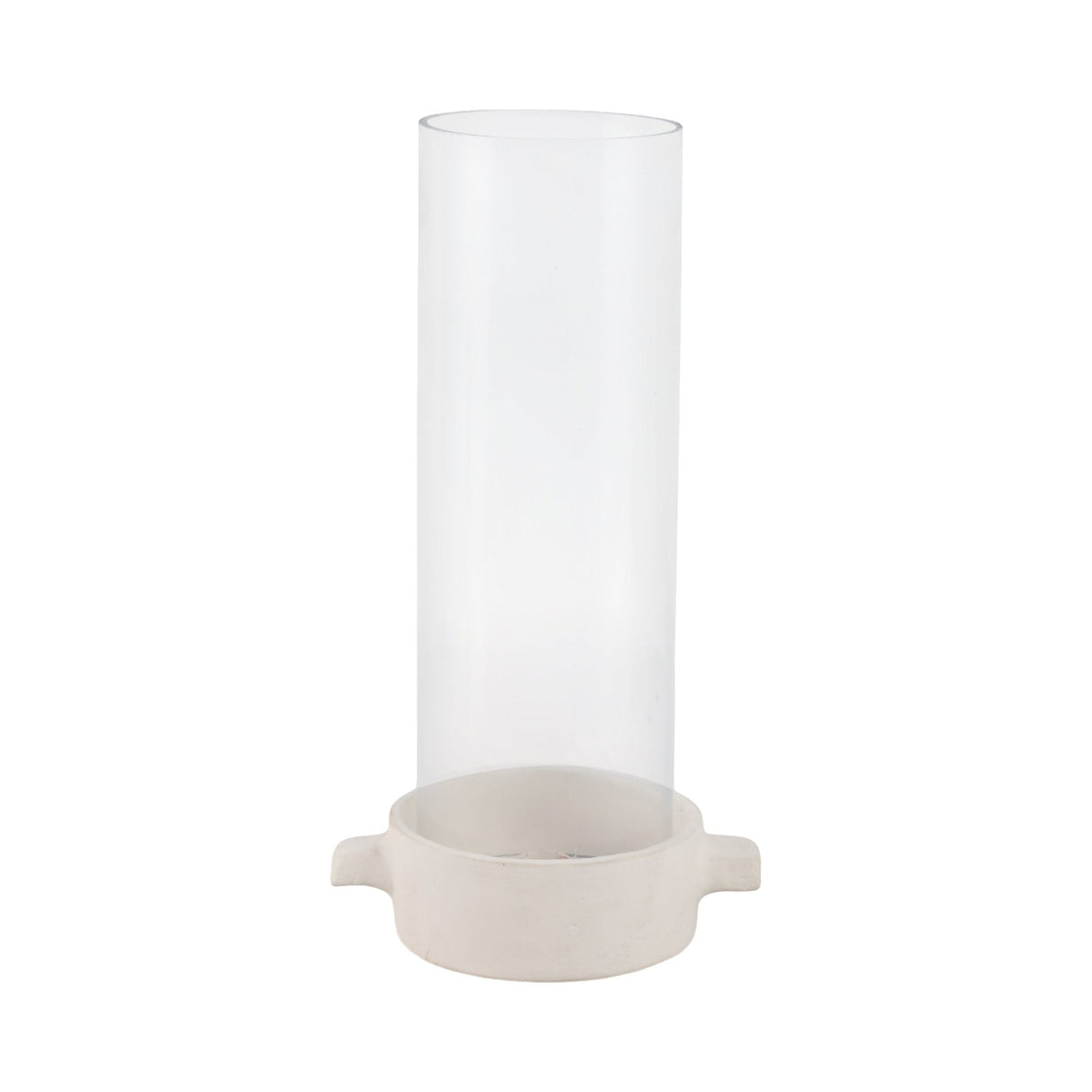 13x7" Terracotta Hurricane Taper Holder, White