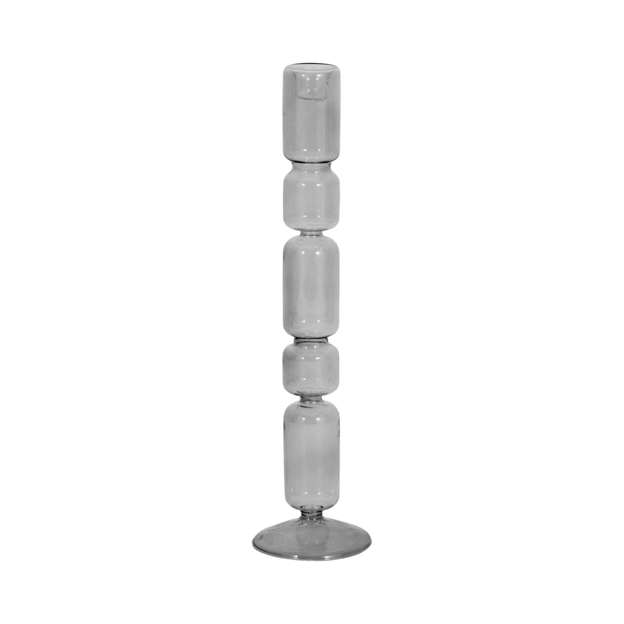 14" Mixed Bubble Taper Candleholder, Smoke