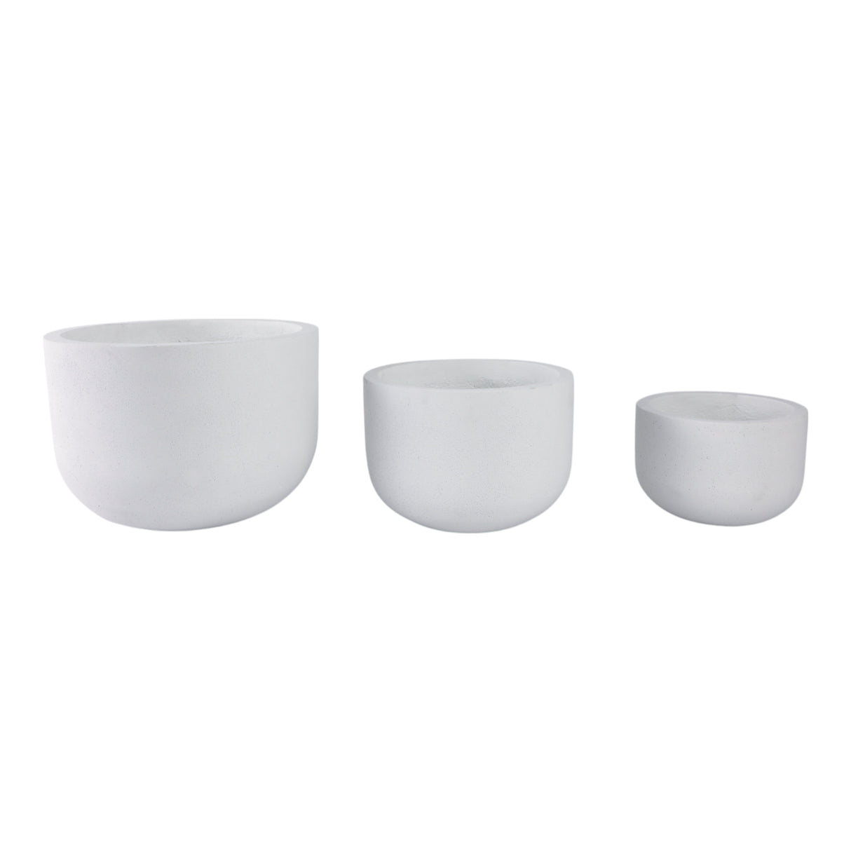 S/3 9/12/15" Rounded Cement Planters, White