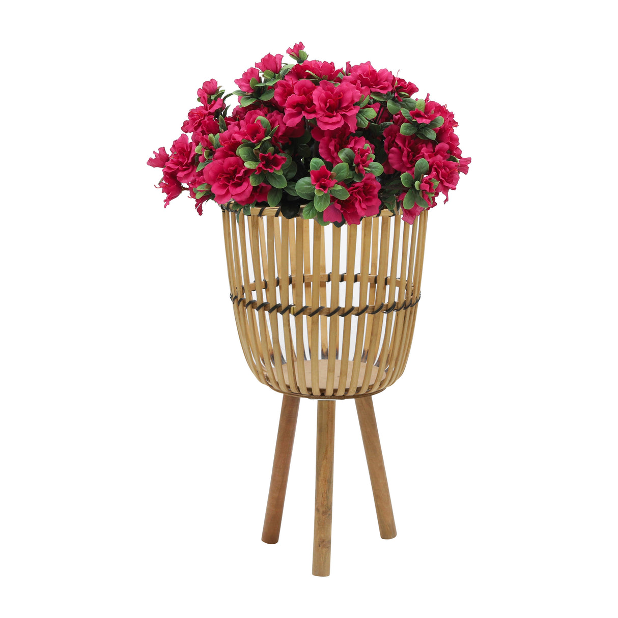 S/2 WICKER FOOTED PLANTERS 10/12", NATURAL