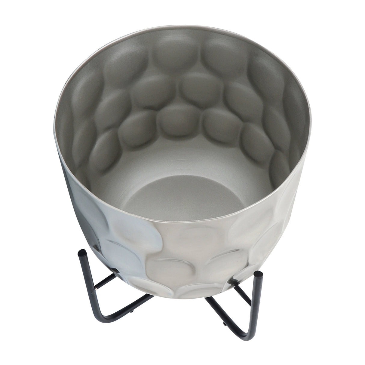 S/2 METAL 12/15" HAMMERED PLANTER, SILVER