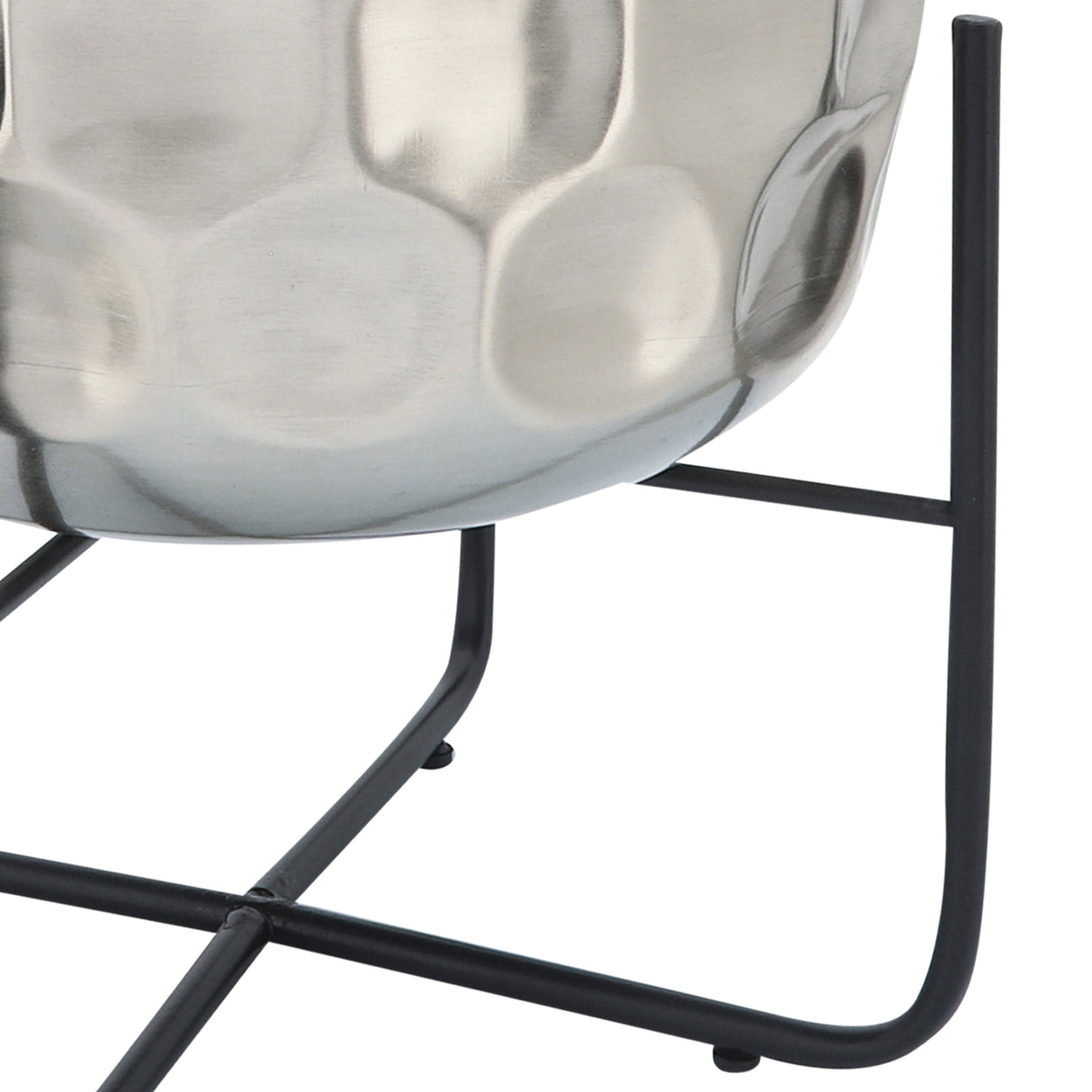 S/2 METAL 12/15" HAMMERED PLANTER, SILVER