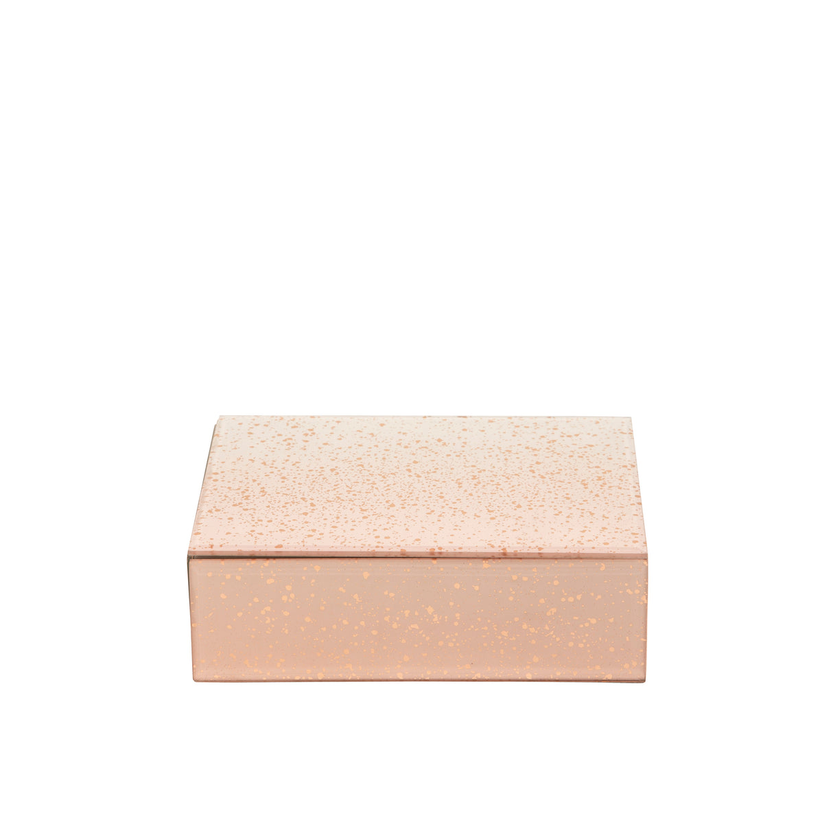WOOD/GLASS 8" MIRRORED BOX, PINK GOLD DUST