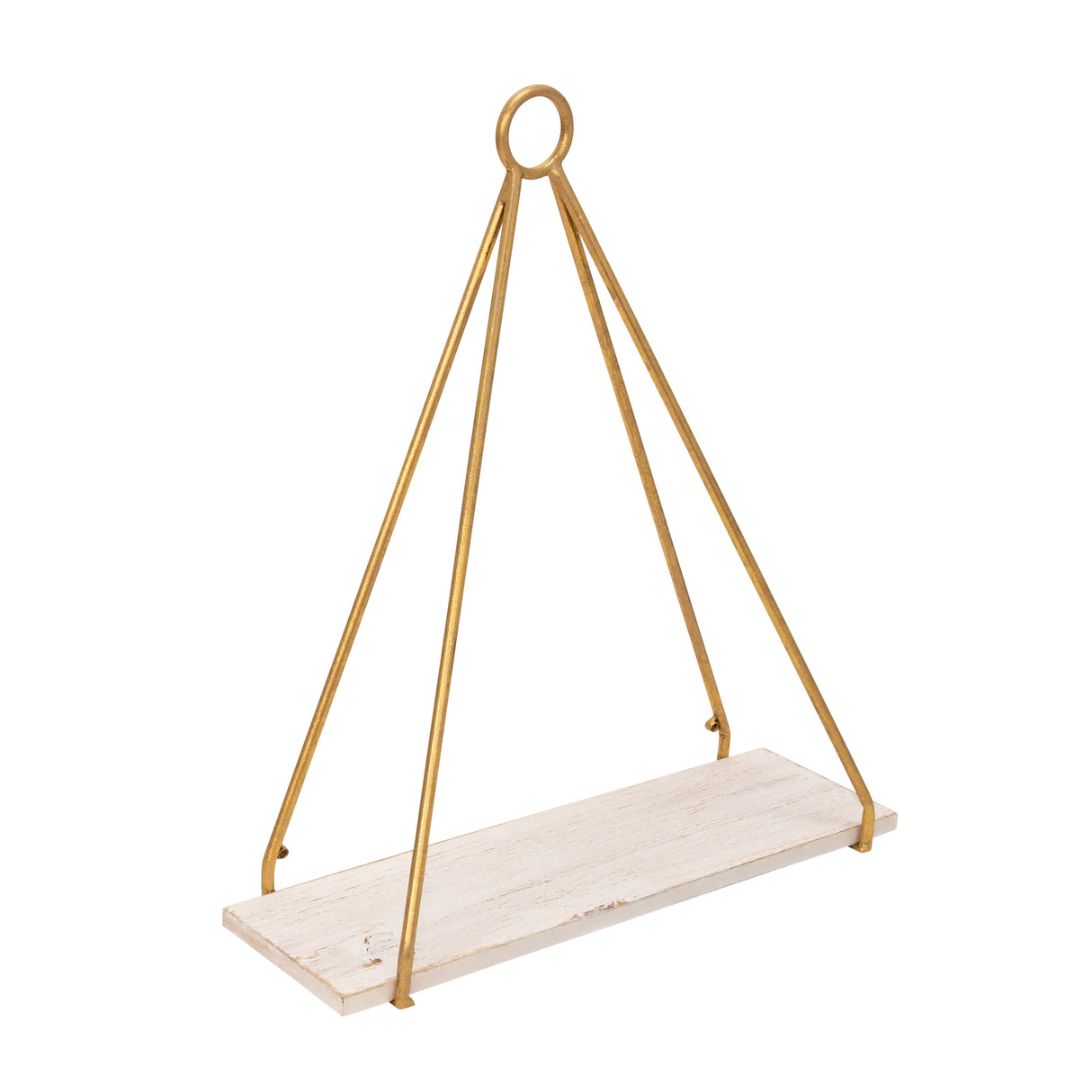S/2 METAL/WOOD 20/24" TRIANGLE SHELF, WHITE/GOLD