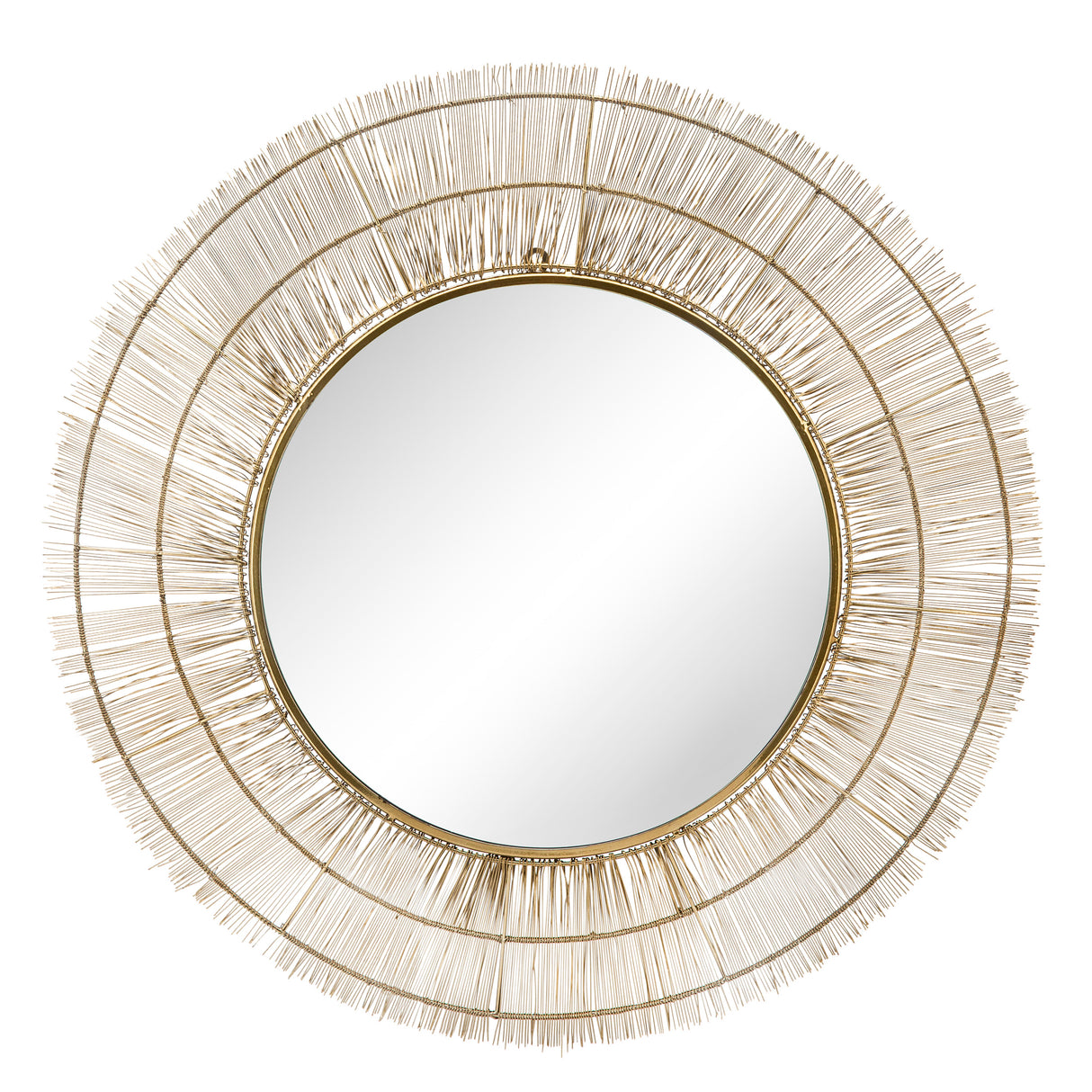 40" ROUND WIRE WALL ART W/ MIRROR, GOLD WB