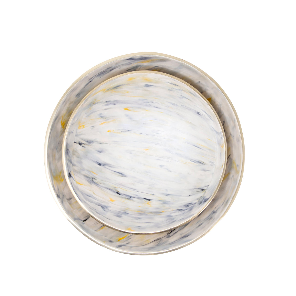 S/2 DECORATIVE METAL TRAY, IVORY