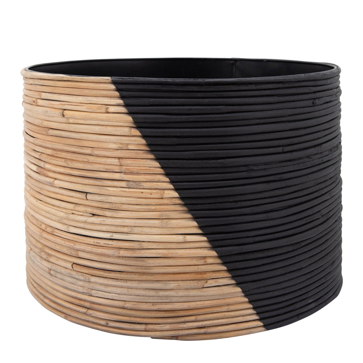 S/3 2-TONE WICKER PLANTERS, BLACK