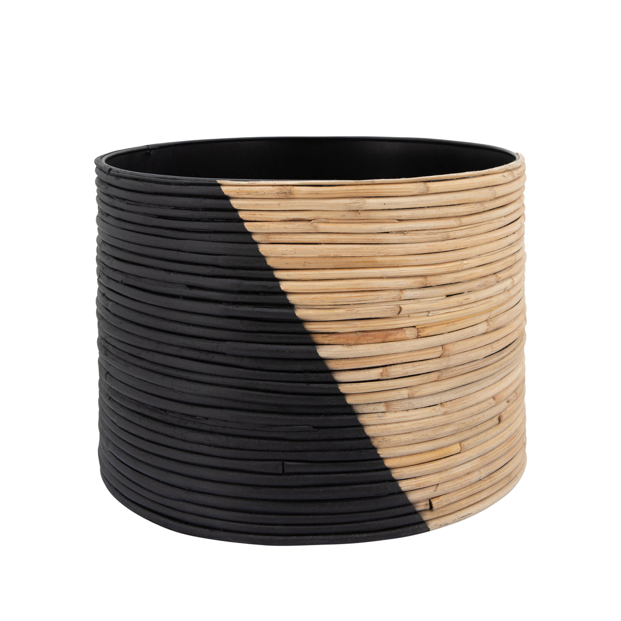 S/3 2-TONE WICKER PLANTERS, BLACK