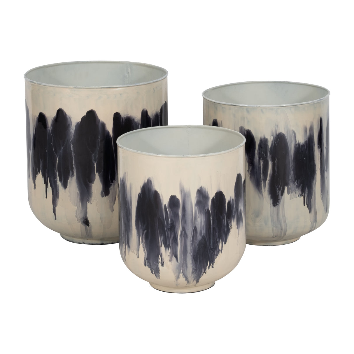 S/3 13/14/15" METAL PLANTERS, WHITE