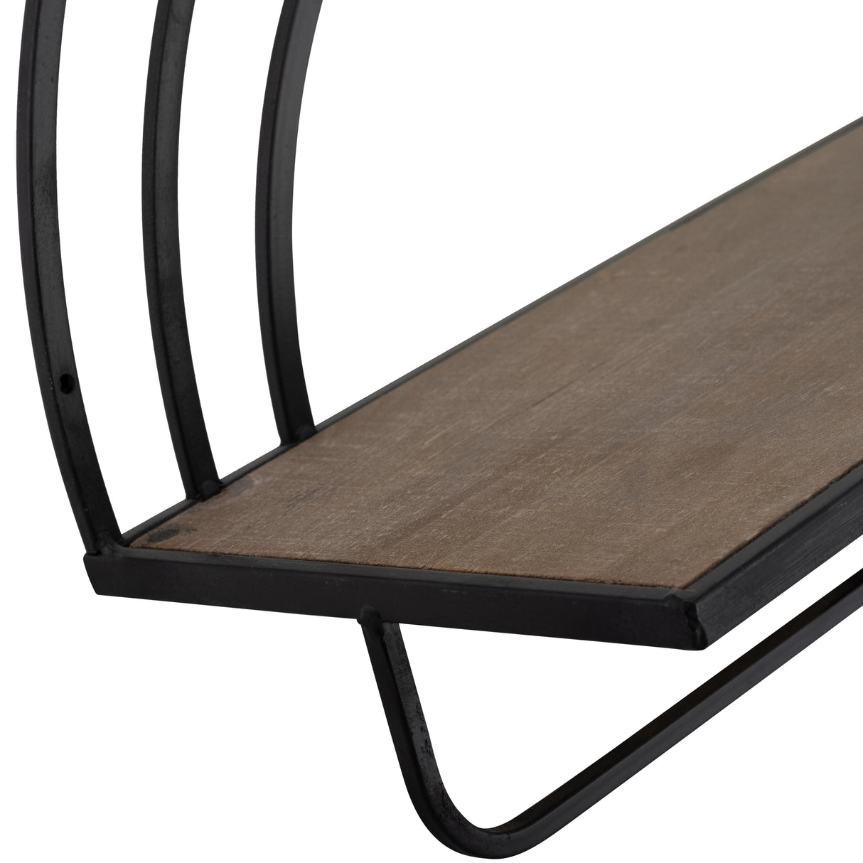 SET/2 WOOD/METAL RAINBOW STYLE SHEVES, BROWN/BLACK