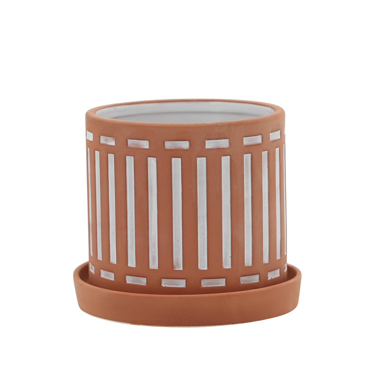 S/2 TERRACOTTA PLANTERS W/ SAUCER 6/8", ORANGE