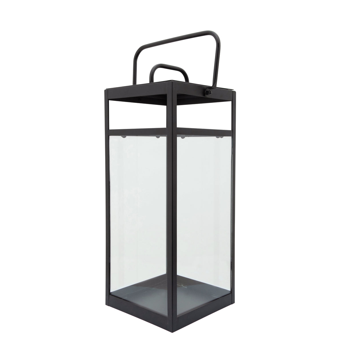 METAL 21"H RECTANGULAR LANTERN, BLACK