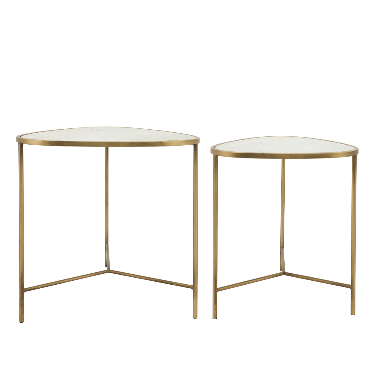 METAL, S/2 18/20" SIDE TABLES, WHITE/GLD