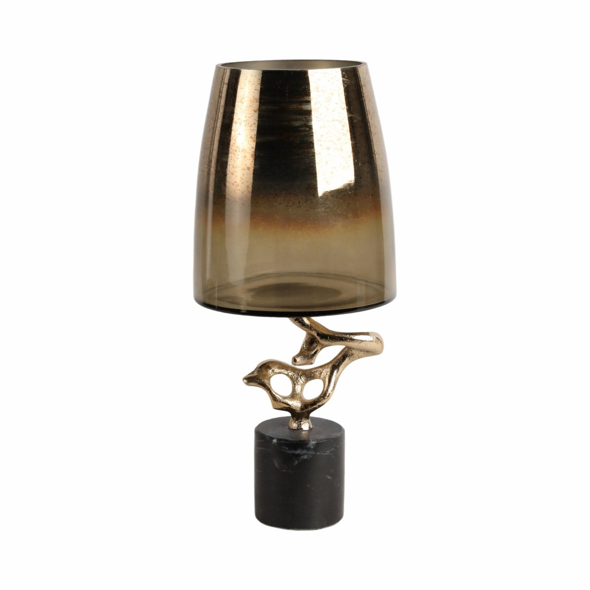 17" Lusaka Sm Hurrican Glass W/stone Base, Gold