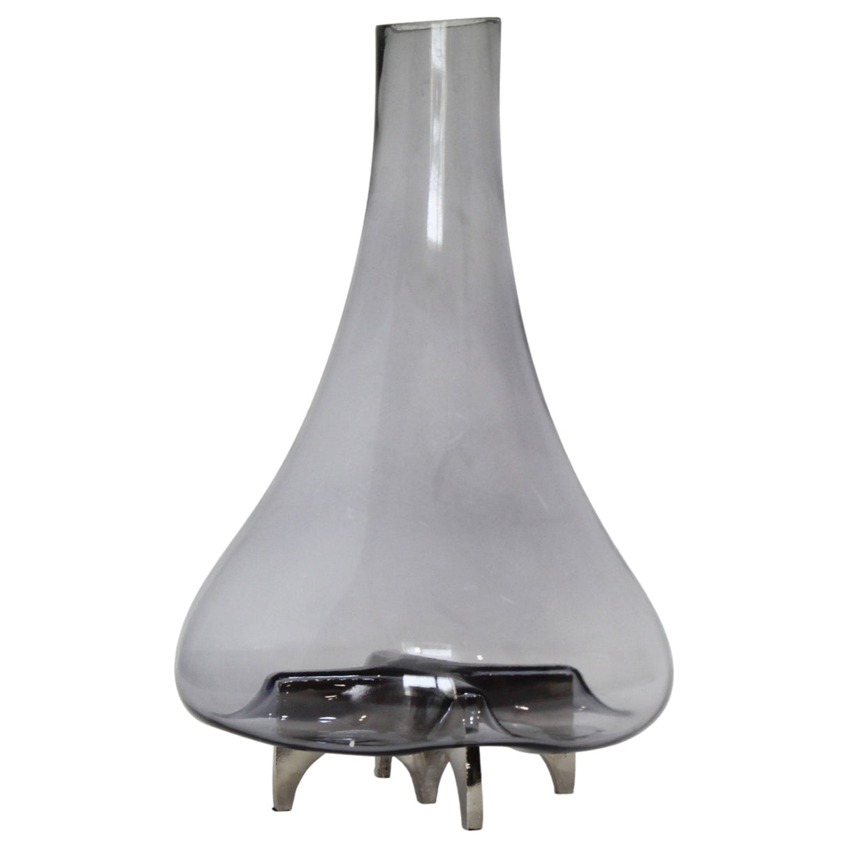 17" Raylor Large Glass Vase With Metal Base