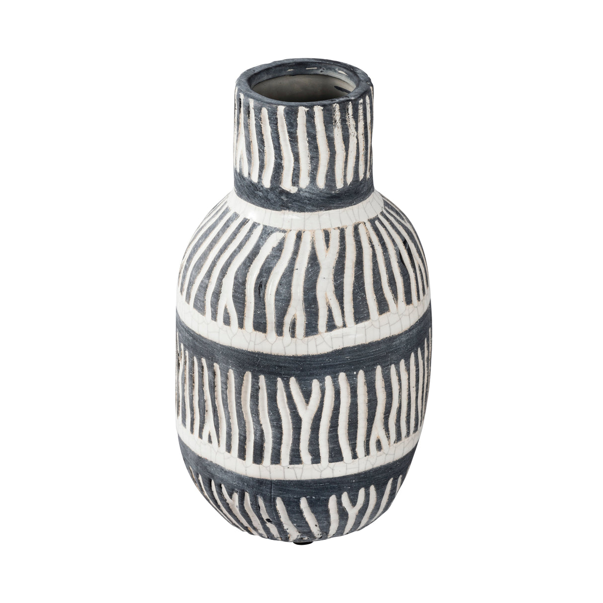 Tan and Black Ceramic Vase