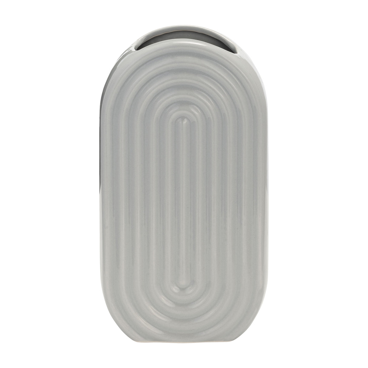 CER, 11" OVAL RIDGED VASE, GLACIER