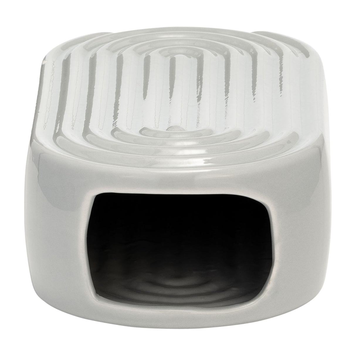 CER, 11" OVAL RIDGED VASE, GLACIER