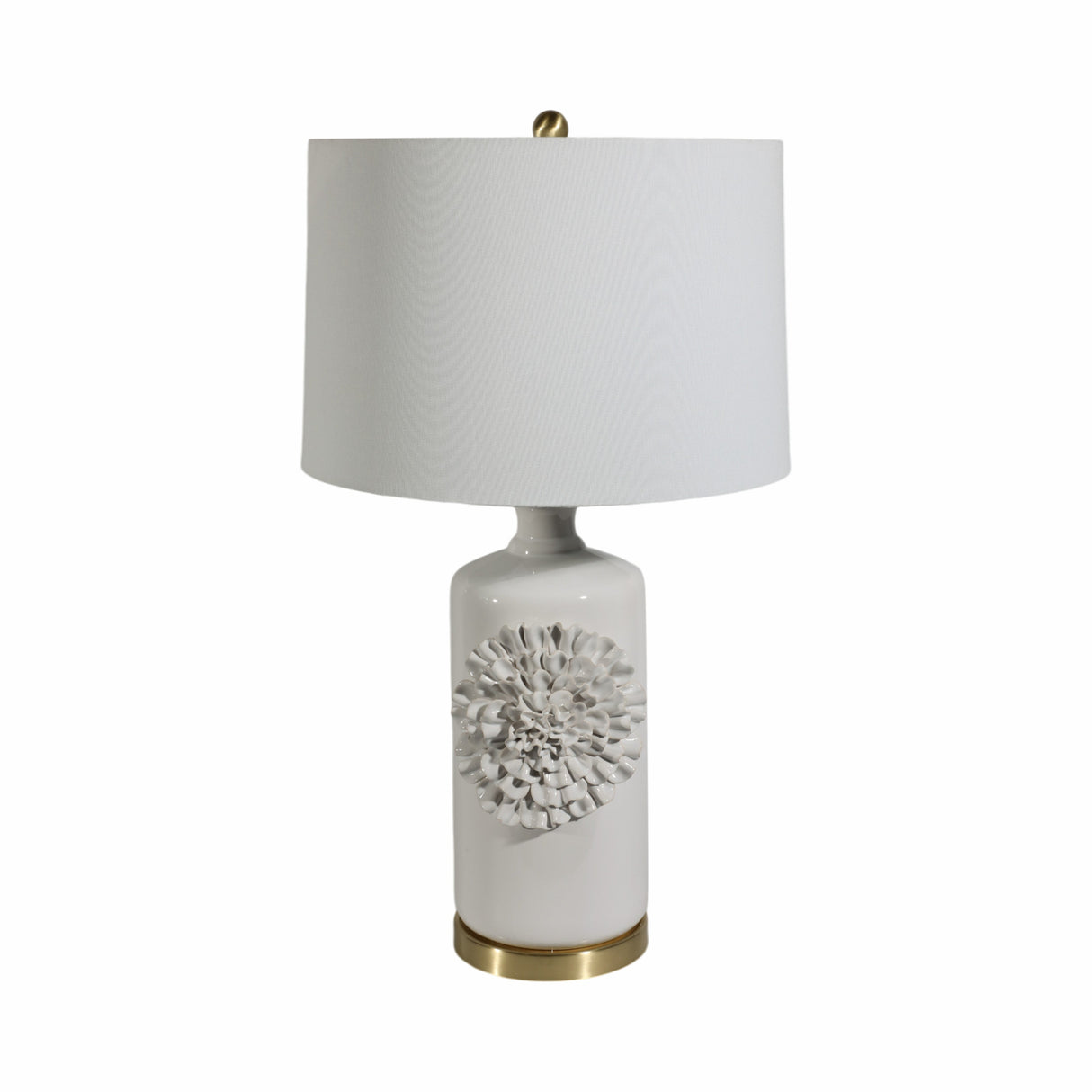 29" Dahlia Flower Applique Table Lamp, Cream/gold