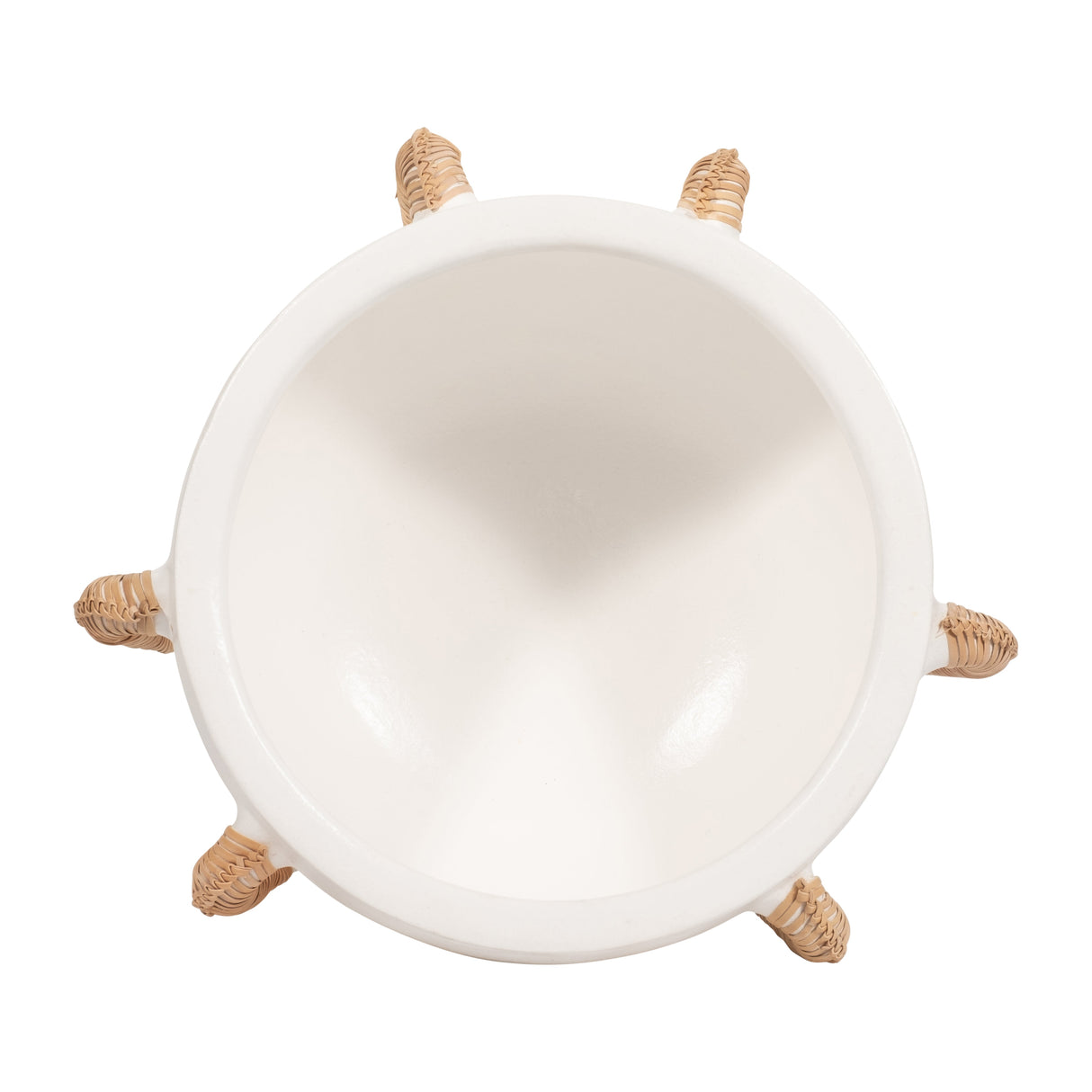 TERRACOTTA, 11"H EARED BOWL ON STAND VASE, WHITE