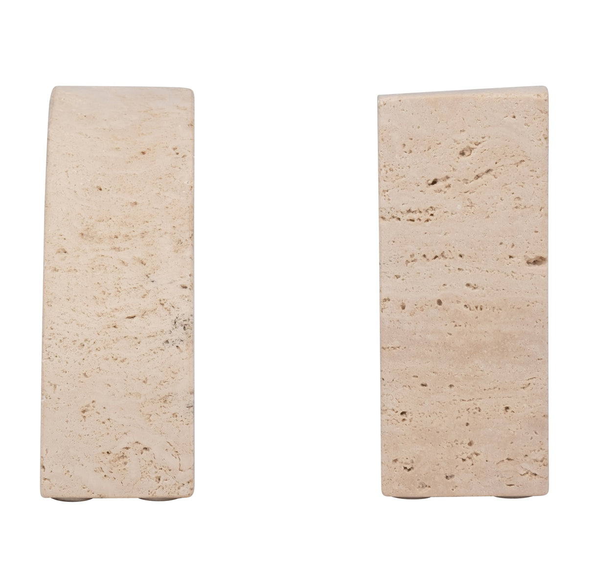 TRAVERTINE, S/2 5" HALF DOME BOOKENDS, TAN