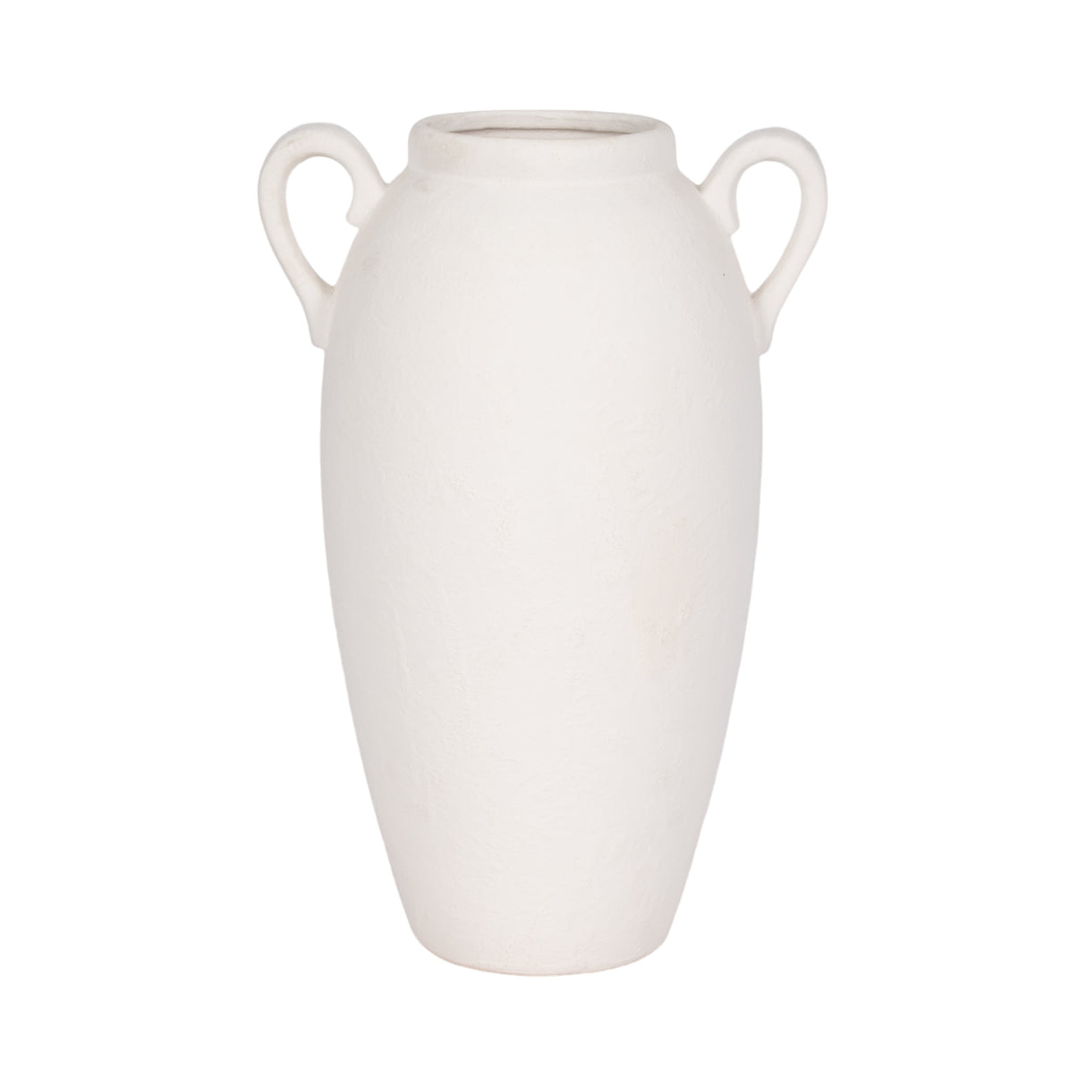 CER, 16" TEXTURED JUG W/ HANDLES, WHITE