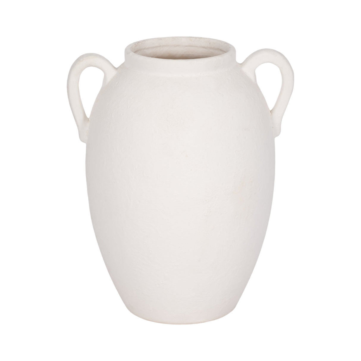 CER, 10" TEXTURED JUG W/ HANDLES, WHITE