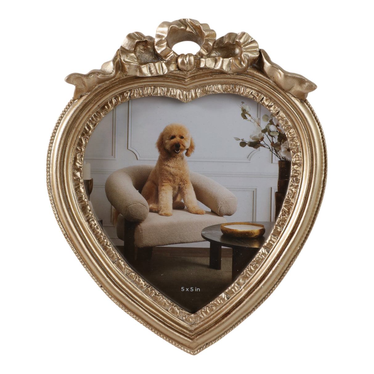 5x5 Coquette Heart Photo Frame, Gold