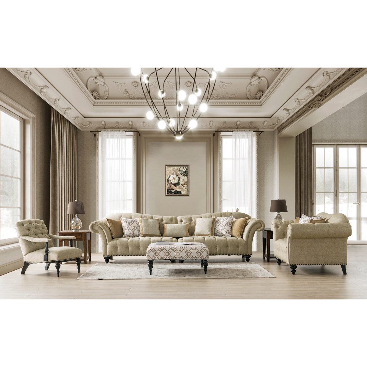Classic Beige 2 Seater Loveseat