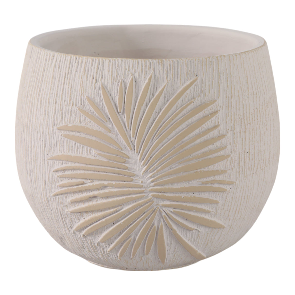 8" Pampas On Rounded Planter, Ivory