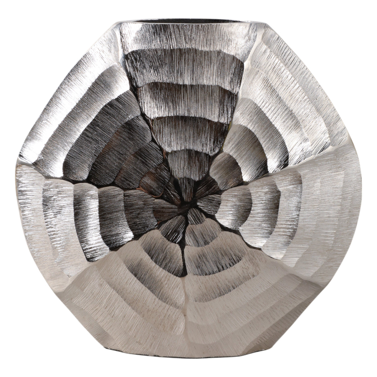 11x10" Shell Pattern Metal Vase, Silver