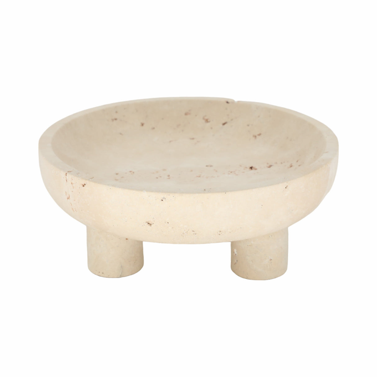 10" TRAVERTINE FOOTED BOWL, TAN