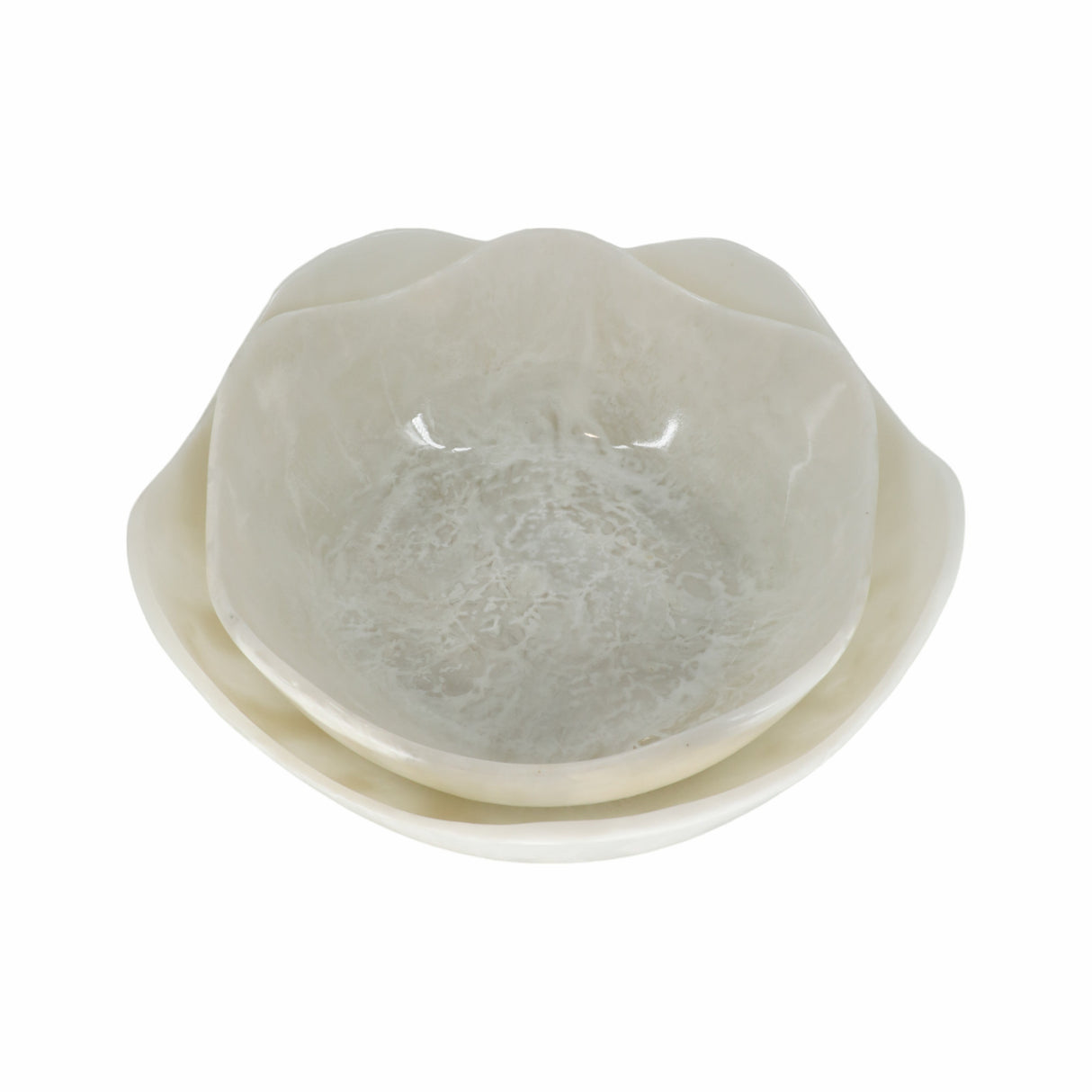 S/2 12/14" WAVY EDGED RESIN BOWLS, WHITE