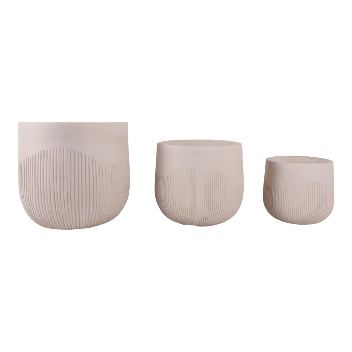 S/3 11/14/18" Resin Planters With Wavy Ribbing, Iv