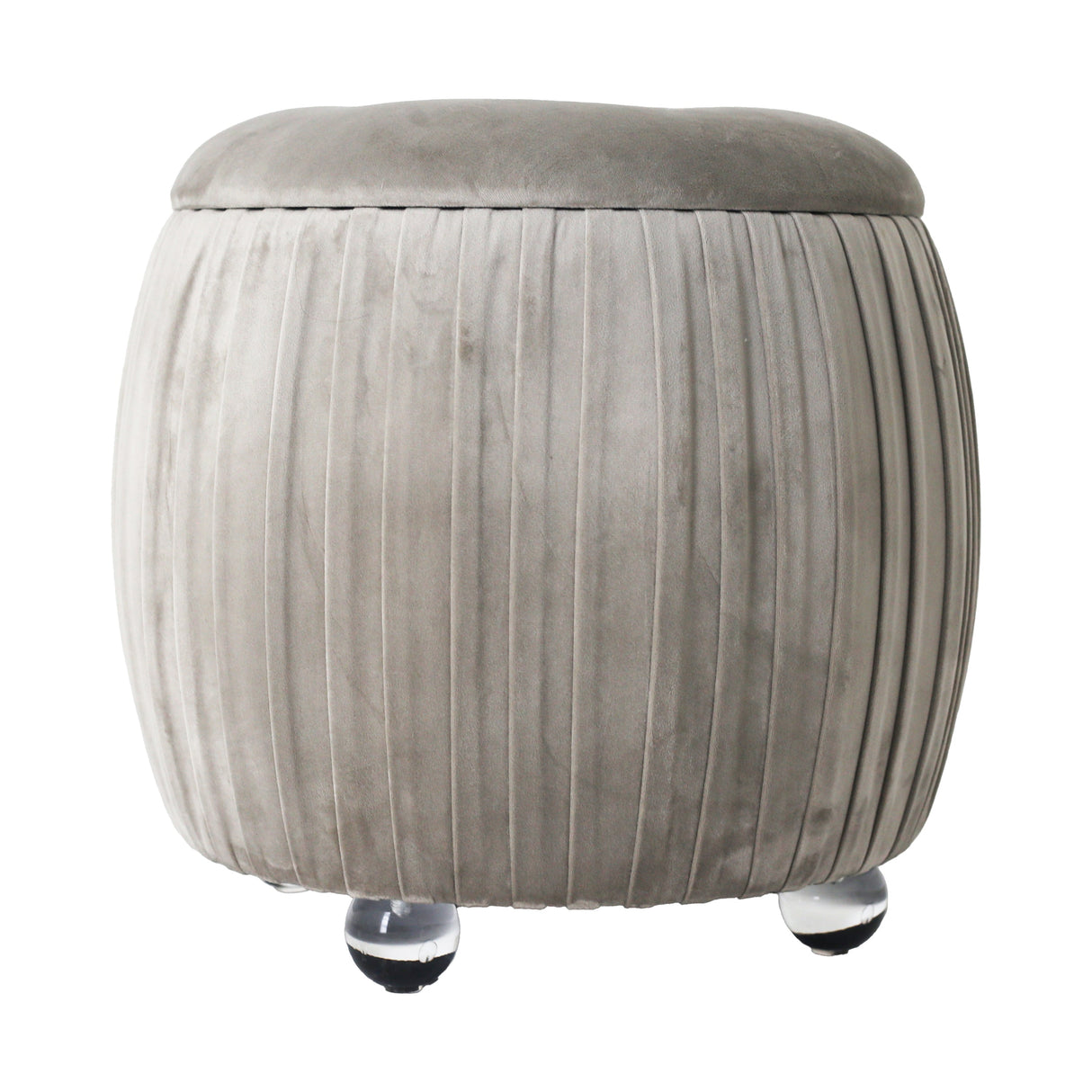 19" Newry Taupe Velvet Storage Stool